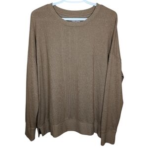 Time & Tru Neutral Brown Tan Knit Soft Sweater Womens L (12-14)